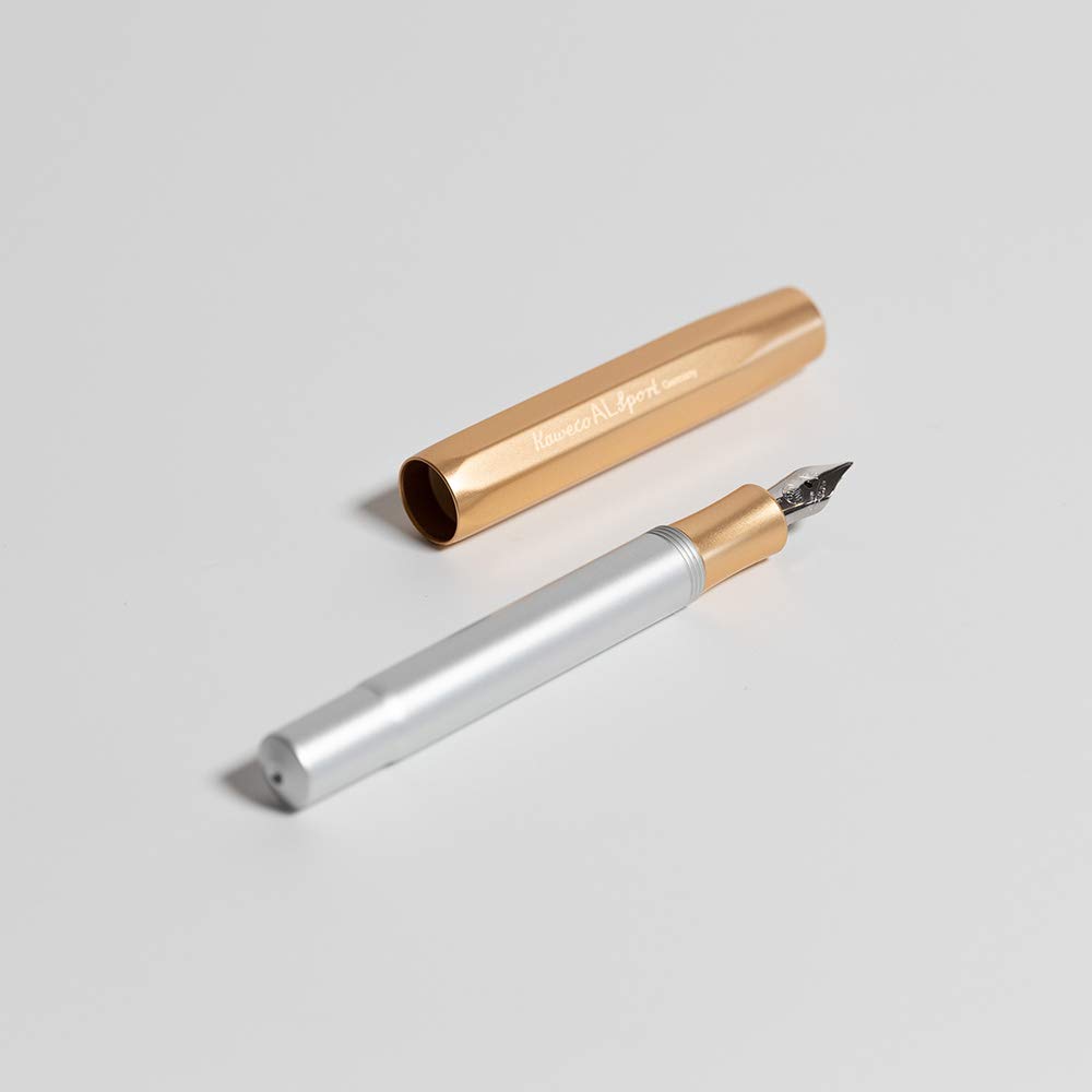 シルバー万年筆 ゴールドクリップ付き Amazon | Kaweco AL スポーツ 万年筆 ゴールドとシルバー 2本セット F